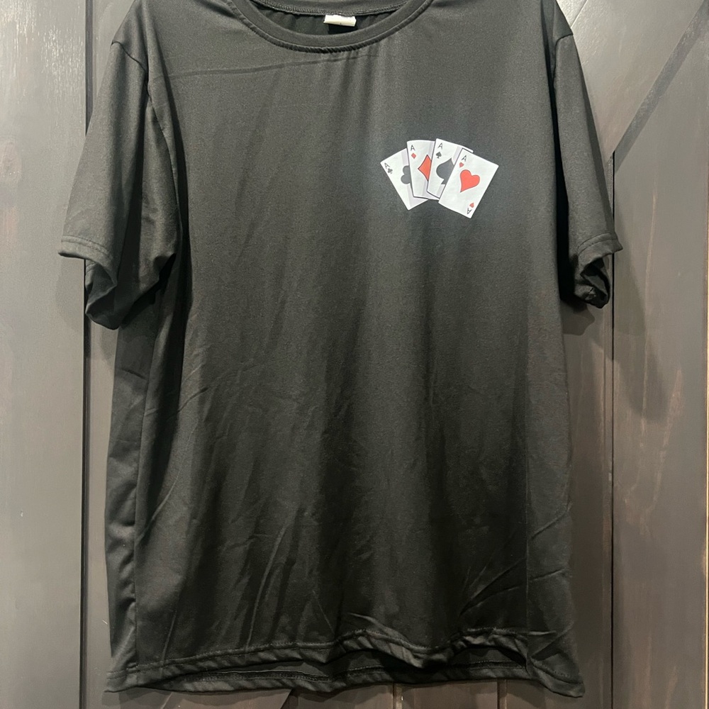 * 4/$20
Black Graphic T-Shirt with Playing Cards Design